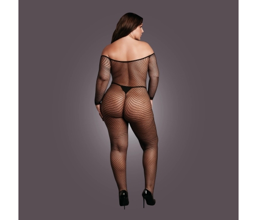 Bodystocking OffShoulder Neck - Fishnet / Open - OSX - Black