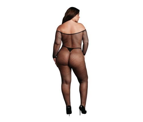 Bodystocking OffShoulder Neck - Fishnet / Open - OSX - Black