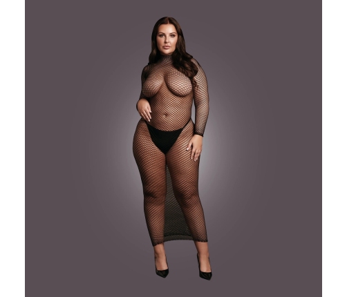 Long Dress Fishnet Structure and Turtle Neck - OSX - Black