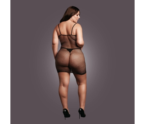 Short Dress Fishnet and Spaghetti Straps - OSX - Black