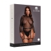 Leg Avenue Bodysuit Plus Size Black/Gold Glitter Open Back PU Garters