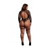 Leg Avenue Bodysuit Plus Size Black/Gold Glitter Open Back PU Garters