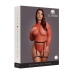 Avanua Shimmering Plus Bodysuit, PU Leather Garters, Red/Gold, Open Back