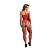 Rene Rofe Shimmering Off-Shoulder Bodystocking Red/Gold Glitter One Size