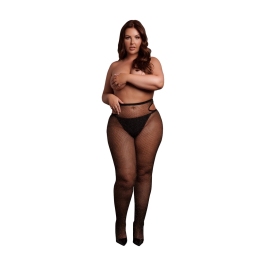 Leg Avenue Shimmering Cut-Out Tights Plus Size Black/Gold Glitter XL-4XL
