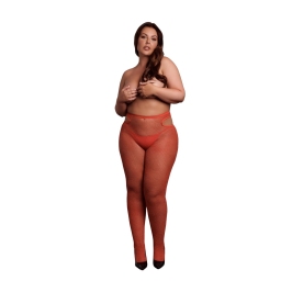 Leg Avenue Shimmering Cut-Out Tights Plus Size Red/Gold Glitter XL-4XL