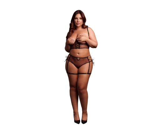 Obsessive 2-Piece Plus Size Set Open-Cup Bra & Lace-Up Panty Black XL-4XL