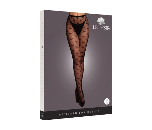 Obsessive Heart Patterned Sheer Black Tights One Size