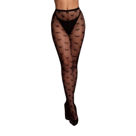 Obsessive Heart Patterned Sheer Black Tights One Size