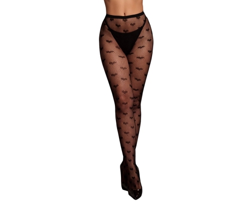 Obsessive Heart Patterned Sheer Black Tights One Size