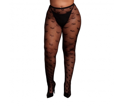 Leg Avenue Plus Size Heart Patterned Tights Black XL-4XL