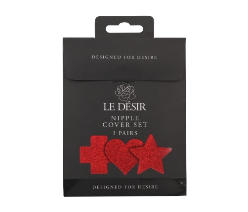 LUXE Nipple Cover Set Cross Star Heart Red - 3 Pair Decorative Pack
