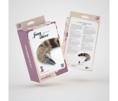 Foxy Silver Metal Plug with Faux Fur Tail - Silver/Brown, Compact Size