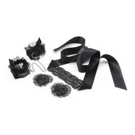 Lace Me Up Elegant Black Lacy Bondage Set - Adjustable & Reusable Accessories