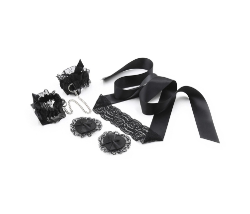 Lace Me Up Elegant Black Lacy Bondage Set - Adjustable & Reusable Accessories