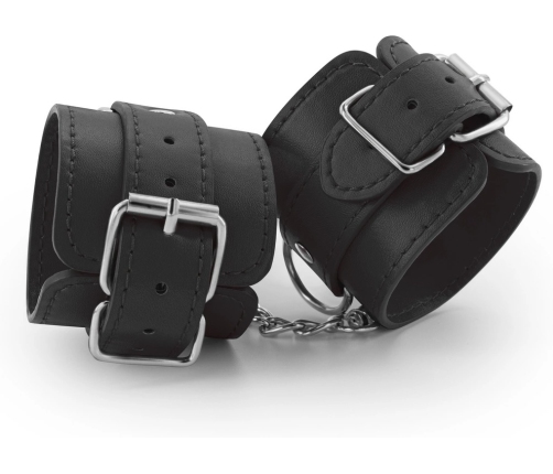 Bondage Love Leather Adjustable Cuffs Black - Faux Leather, Universal Fit