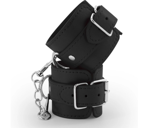 Bondage Love Leather Adjustable Cuffs Black - Faux Leather, Universal Fit