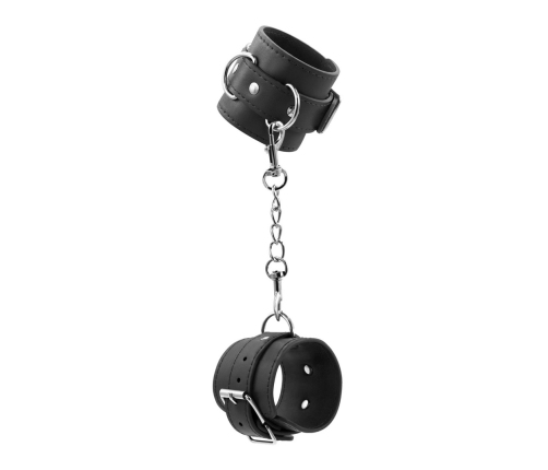 Bondage Love Leather Adjustable Cuffs Black - Faux Leather, Universal Fit