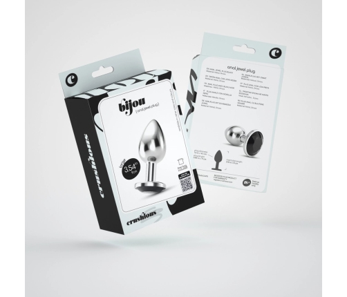 Crushious Bijou Large Black Metal Jewel Plug - 8 cm, 4.1 cm Diameter