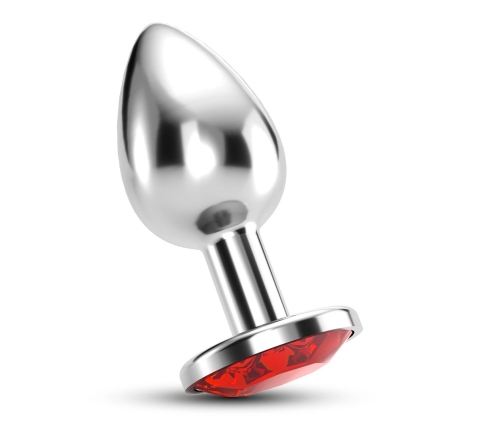 Crushious Bijou Large Red Metal Plug with Decorative Gemstone 8cm