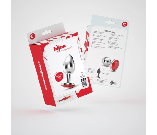 Crushious Bijou Large Red Metal Plug with Decorative Gemstone 8cm