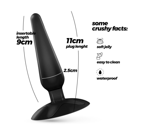 Crushious Jolly Anal Plug Black - Compact Silicone Model with Suction Cup