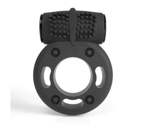 Crushious Booster Black Ring with Vibrating Bullet, Adjustable Size