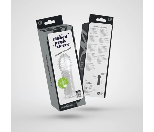 Crushious Ribbed Intimate Enhancement Sleeve Transparent 15.5cm