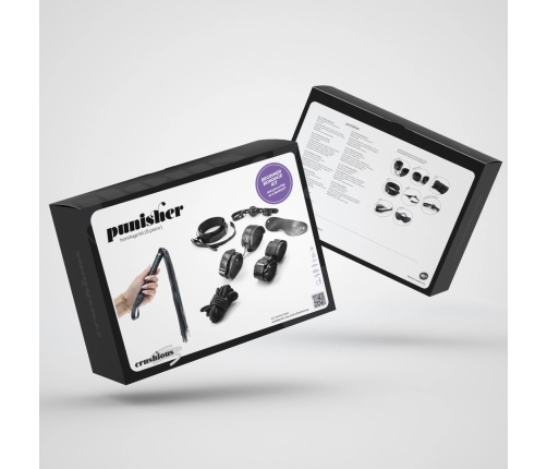 Punisher 8-Piece Bondage Accessory Set Black - Adjustable Faux Leather Kit