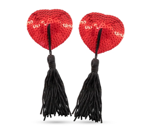 Crushious Bettie Boobs Tassel Pasties Self-Adhesive Red/Black 5cm