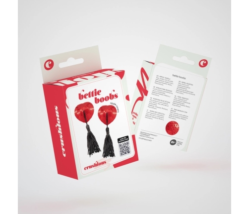 Crushious Bettie Boobs Tassel Pasties Self-Adhesive Red/Black 5cm