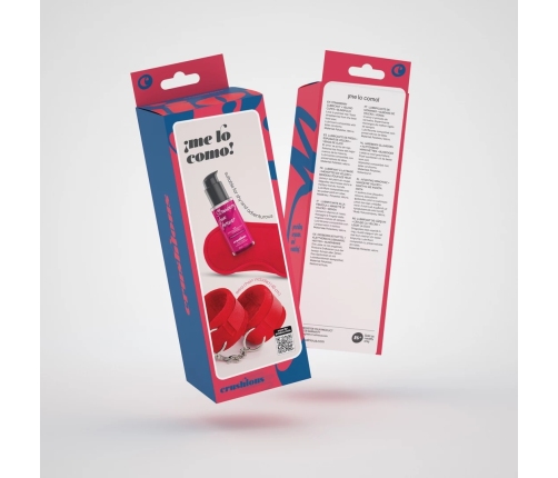 Me Lo Como Red Velcro Restraint Set with Blindfold & Strawberry Gel 50ml