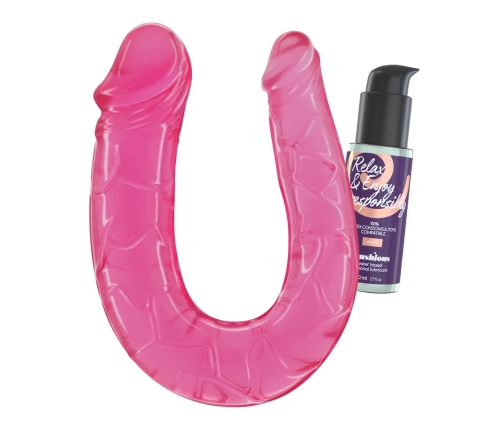 Crushious Deep Diver Set - Double-Ended Flexible Model with Anal Lubricant 50ml Pink