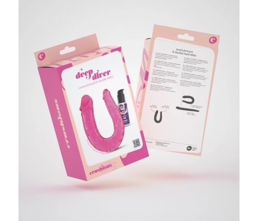 Crushious Deep Diver Set - Double-Ended Flexible Model with Anal Lubricant 50ml Pink
