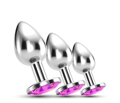 Crushious Bijou Pink Set - Trio of Metal Jewel Training Plugs, 3 Sizes