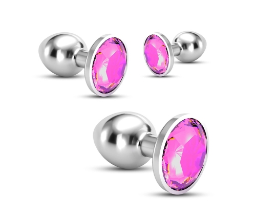 Crushious Bijou Pink Set - Trio of Metal Jewel Training Plugs, 3 Sizes
