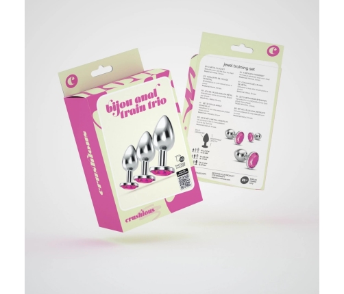 Crushious Bijou Pink Set - Trio of Metal Jewel Training Plugs, 3 Sizes