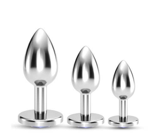 Crushious Bijou Anal Train Trio Blue - 3-Piece Metal Plug Set with Jewels