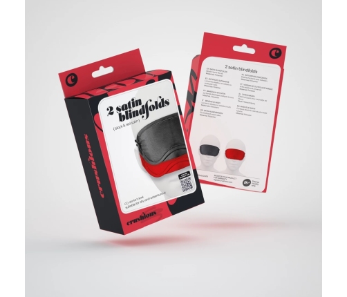 Crushious Satin Blindfolds Twin Pack Black/Red - Soft Elastic Design