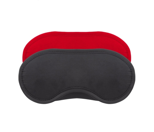 Crushious Satin Blindfolds Twin Pack Black/Red - Soft Elastic Design