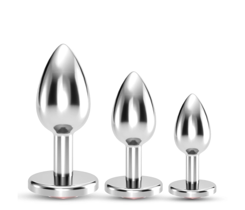 Crushious Bijou Anal Plug Set 3 Sizes Red Jewel Stainless Steel Trio