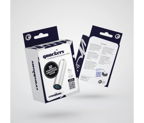 Crushious Quackers USB Rechargeable Intimate Bullet - White, 8.6 cm