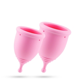Minerva Menstrual Cups Set S & L Pink - Medical Silicone, Pouch Included