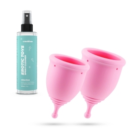 Minerva Menstrual Cups Set with Pouch & Cleaner S/L Pink - Medical Silicone