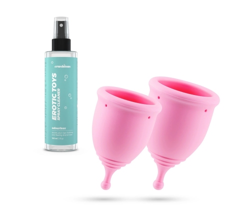 Minerva Menstrual Cups Set with Pouch & Cleaner S/L Pink - Medical Silicone