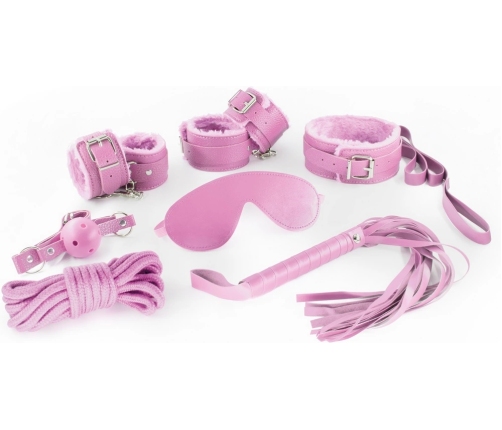 Dungeons and Maidens 8-Piece Bondage Accessory Set Pink - Adjustable Kit