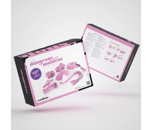 Dungeons and Maidens 8-Piece Bondage Accessory Set Pink - Adjustable Kit