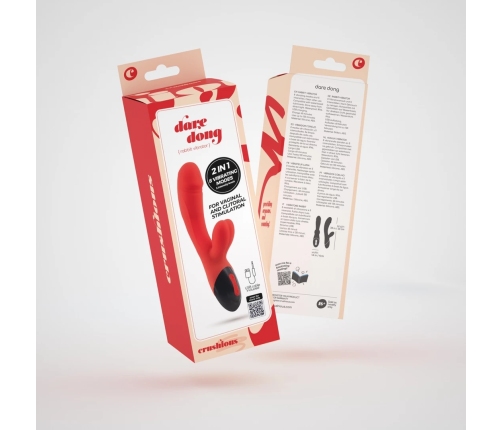 Crushious Dare Dong Rechargeable Dual Action Vibrator Red 20cm