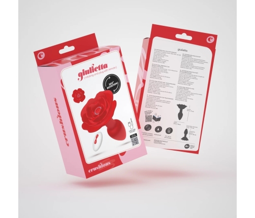 Crushious Giulietta Rotating Rose Plug Red 7.7cm with Remote Control