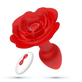 Crushious Giulietta Rotating Rose Plug Red 7.7cm with Remote Control